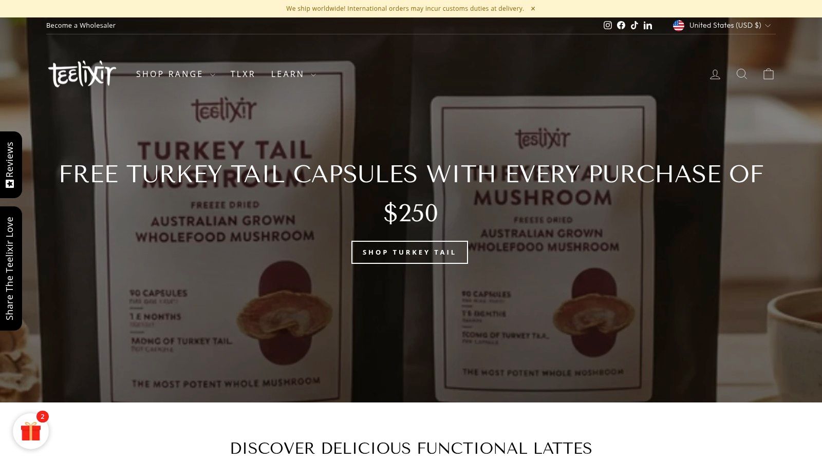 Teelixir mushroom cacao latte
