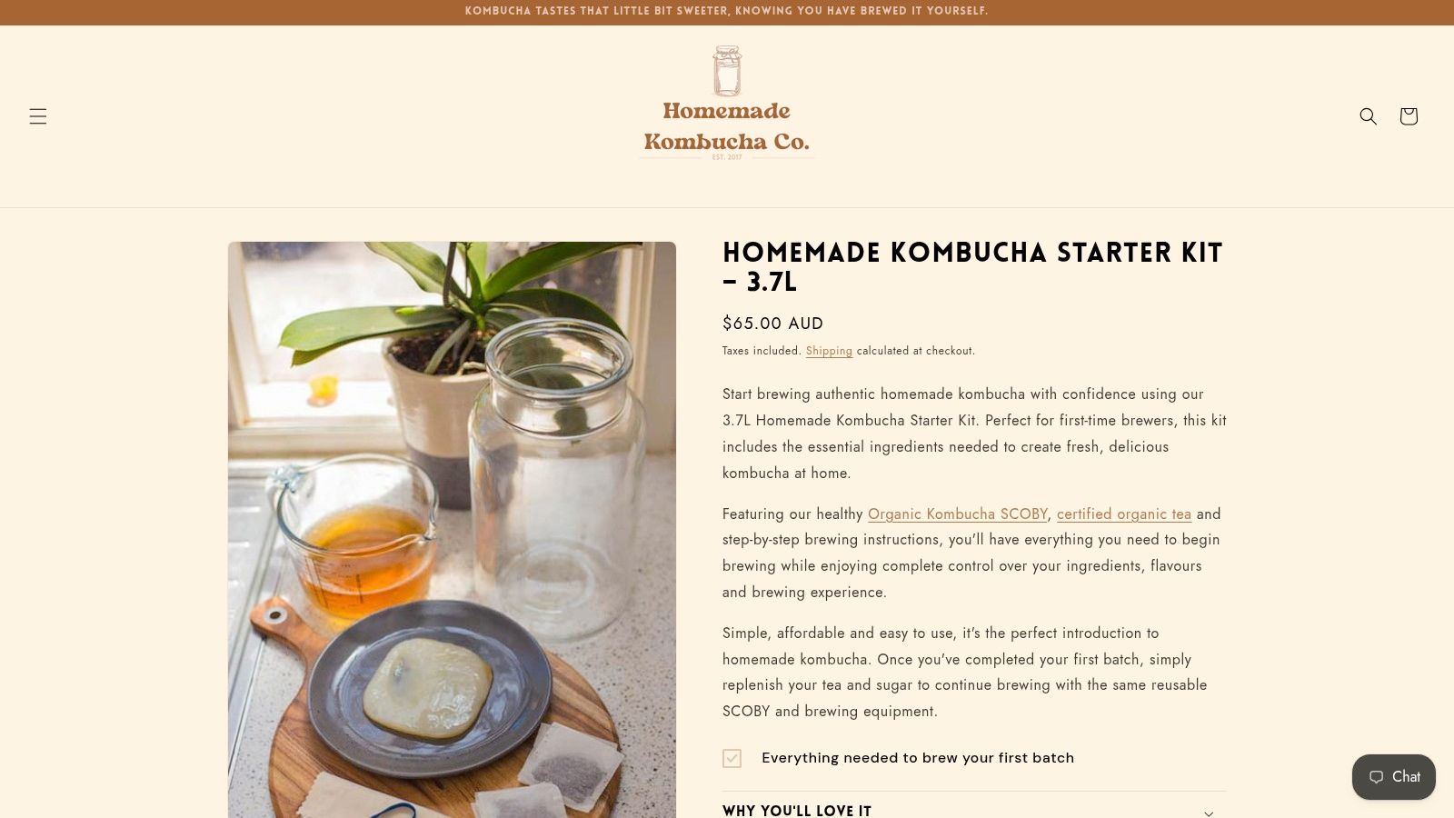 Homemade Kombucha Co., 3.8 L Homemade Kombucha Kit